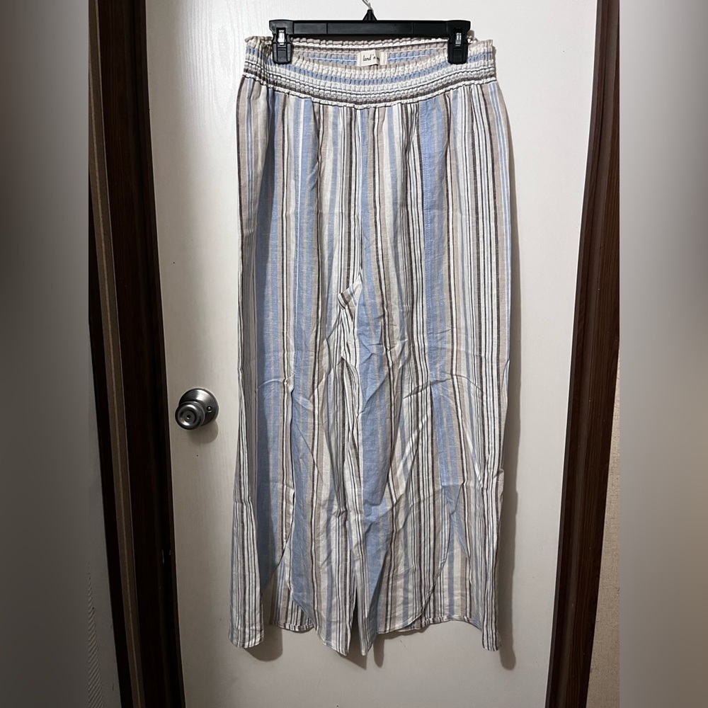 Chic Striped Maxi Pants in Blue and White